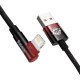 Дата кабель USB 2.0 AM to Lightning 1.0m 2.4A 90° corner black/red Baseus (CAVP000020) Дата кабель USB 2.0 AM to Lightning 1.0m 2.4A 90° corner black/red Baseus (CAVP000020)
