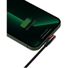 Дата кабель USB 2.0 AM to Lightning 1.0m 2.4A 90° corner black/red Baseus (CAVP000020) - Фото
