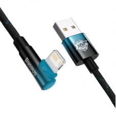 Дата кабель USB 2.0 AM to Lightning 2.0m 2.4A 90° corner black/blue Baseus (CAVP000121) - Фото