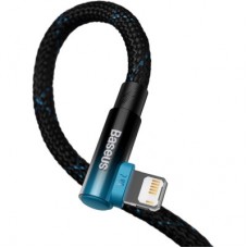 Дата кабель USB 2.0 AM to Lightning 2.0m 2.4A 90° corner black/blue Baseus (CAVP000121) - Фото