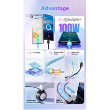 Дата кабель USB 2.0 AM to USB-C 2.0m 100W black Essager (EXC7A-WLA01-P) - Фото