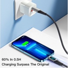 Дата кабель USB-C to Lightning 1.0m 20W Digital Display blue Essager (EXCTL-YD03) - Фото