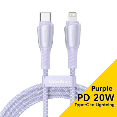 Дата кабель USB-C to Lightning 1.0m 3A purple Essager (EXCTL-CH05)