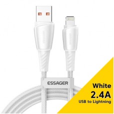 Дата кабель USB 2.0 AM to Lightning 3.0m 3A white Essager (EXCL-CHC02) - Фото