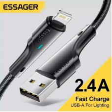 Дата кабель USB 2.0 AM to Lightning 3.0m 2.4A black Essager (EXCL-LSC01) - Фото