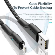 Дата кабель USB 2.0 AM to Lightning 3.0m 2.4A black Essager (EXCL-LSC01) - Фото