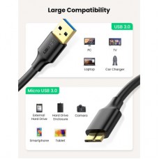 Дата кабель USB 3.0 AM to Micro B 1.0m US130 black Ugreen (10841) - Фото