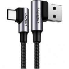 Дата кабель USB 2.0 AM to USB-C 3.0m 3A 90° corner US176 black Ugreen (70875) - Фото