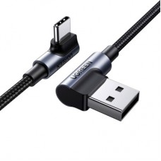 Дата кабель USB 2.0 AM to USB-C 3.0m 3A 90° corner US176 black Ugreen (70875) - Фото