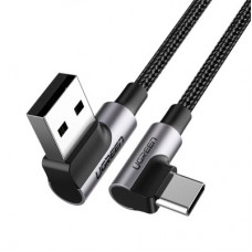 Дата кабель USB 2.0 AM to USB-C 3.0m 3A 90° corner US176 black Ugreen (70875) - Фото