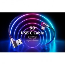 Дата кабель USB 2.0 AM to USB-C 3.0m 3A 90° corner US176 black Ugreen (70875) - Фото
