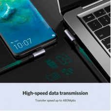 Дата кабель USB 2.0 AM to USB-C 3.0m 3A 90° corner US176 black Ugreen (70875) - Фото