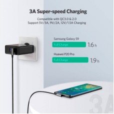 Дата кабель USB 2.0 AM to USB-C 3.0m 3A 90° corner US176 black Ugreen (70875) - Фото