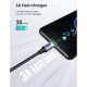 Дата кабель USB-C to USB-C 0.5m 3A 60W 90° corner US255 black/gray Ugreen (50122)