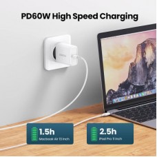 Дата кабель USB-C to USB-C 0.5m 3A 60W US264 white Ugreen (60517) - Фото