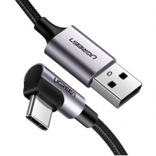 Дата кабель USB 2.0 AM to USB-C 3.0m 3A US284 90° corner black Ugreen (70255) - Фото