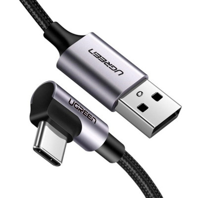 Дата кабель USB 2.0 AM to USB-C 0.5m 3A US284 90° corner black Ugreen (50940)