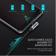 Дата кабель USB 2.0 AM to USB-C 3.0m 3A US284 90° corner black Ugreen (70255) - Фото
