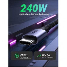 Дата кабель USB-C to USB-C 2.0m 240W space gray UGREEN (90440) - Фото