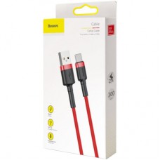 Дата кабель USB 2.0 AM to USB-C 3.0m 2A red Baseus (CATKLF-U09) - Фото