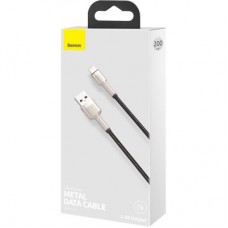 Дата кабель USB 2.0 AM to Lightning 2.0m 2.4A metal black Baseus (CALJK-B01) - Фото
