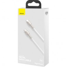Дата кабель USB-C to USB-C 1.0m 100W metal white Baseus (CATJK-C02) - Фото