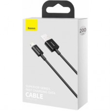 Дата кабель USB 2.0 AM to Lightning 2.0m 2.4A black Baseus (CALYS-C01) - Фото