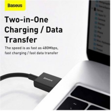 Дата кабель USB 2.0 AM to Lightning 2.0m 2.4A black Baseus (CALYS-C01) - Фото