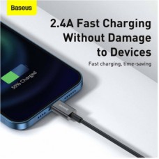 Дата кабель USB 2.0 AM to Lightning 2.0m 2.4A black Baseus (CALYS-C01) - Фото
