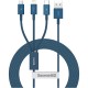 Дата кабель USB 2.0 AM to Lightning + Micro 5P + Type-C 1.5m 3.5A blue Baseus (CAMLTYS-03)