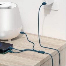 Дата кабель USB 2.0 AM to Lightning + Micro 5P + Type-C 1.5m 3.5A blue Baseus (CAMLTYS-03) - Фото