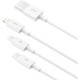 Дата кабель USB 2.0 AM to Lightning + Micro 5P + USB-C 1.5m 3.5A white Baseus (CAMLTYS-02)