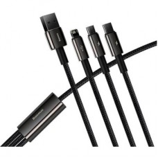 Дата кабель USB 2.0 AM to Lightning + Micro 5P + Type-C 1.5m 3.5A black Baseus (CAMLTWJ-01) - Фото