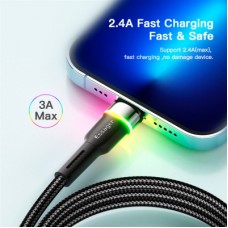 Дата кабель USB 2.0 AM to Lightning 2.0m 2.4A LED black Essager (EXCL-XCDA01) - Фото