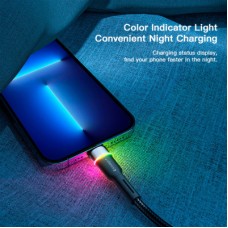Дата кабель USB 2.0 AM to Lightning 2.0m 2.4A LED black Essager (EXCL-XCDA01) - Фото