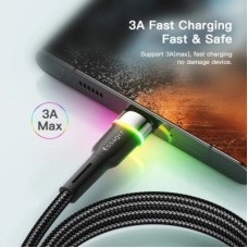 Дата кабель USB 2.0 AM to USB-C 0.5m 3A LED black Essager (EXCT-XCDB01) - Фото
