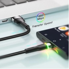 Дата кабель USB 2.0 AM to USB-C 0.5m 3A LED black Essager (EXCT-XCDB01) - Фото