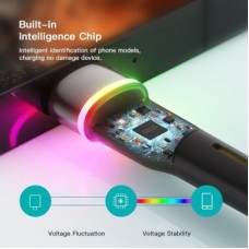 Дата кабель USB 2.0 AM to USB-C 0.5m 3A LED black Essager (EXCT-XCDB01) - Фото