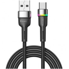 Дата кабель USB 2.0 AM to USB-C 1.0m 3A LED black Essager (EXCT-XCD01) - Фото