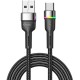 Дата кабель USB 2.0 AM to USB-C 1.0m 3A LED black Essager (EXCT-XCD01)