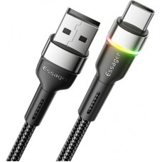Дата кабель USB 2.0 AM to USB-C 1.0m 3A LED black Essager (EXCT-XCD01) - Фото