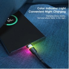 Дата кабель USB 2.0 AM to USB-C 1.0m 3A LED black Essager (EXCT-XCD01) - Фото