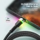 Дата кабель USB 2.0 AM to USB-C 2.0m 3A LED black Essager (EXCT-XCDA01)