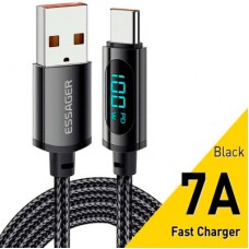 Дата кабель USB 2.0 AM to USB-C 1.0m 7A LED black Essager (EXCT-XY01-P) - Фото