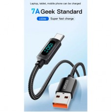 Дата кабель USB 2.0 AM to USB-C 1.0m 7A LED black Essager (EXCT-XY01-P) - Фото