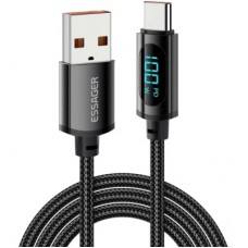 Дата кабель USB 2.0 AM to USB-C 2.0m 7A LED black Essager (EXCT-XYA01-P) - Фото