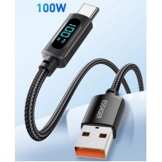 Дата кабель USB 2.0 AM to USB-C 2.0m 7A LED black Essager (EXCT-XYA01-P) - Фото