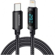 Дата кабель USB-C to Lightning 1.0m 29W LED black Essager (EXCTL-XY01-P) - Фото