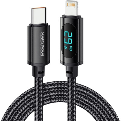 Дата кабель USB-C to Lightning 1.0m 29W LED black Essager (EXCTL-XY01-P)