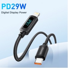 Дата кабель USB-C to Lightning 1.0m 29W LED black Essager (EXCTL-XY01-P) - Фото